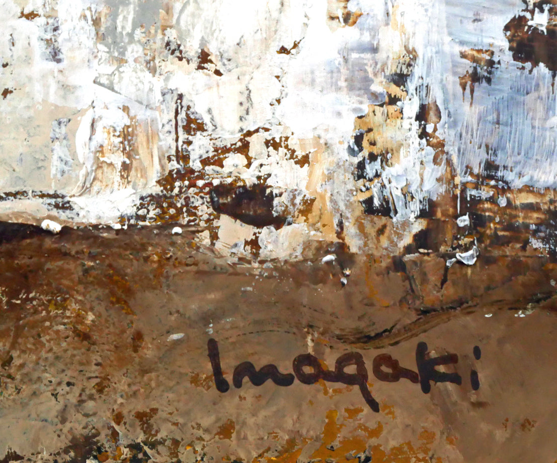 稲垣昌紀「新聞売り」油絵・F8号 サイン拡大画像