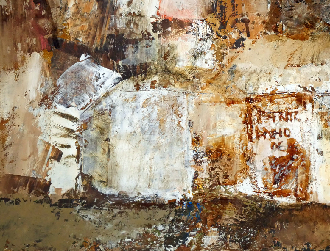 稲垣昌紀「新聞売り」油絵・F8号 拡大画像3