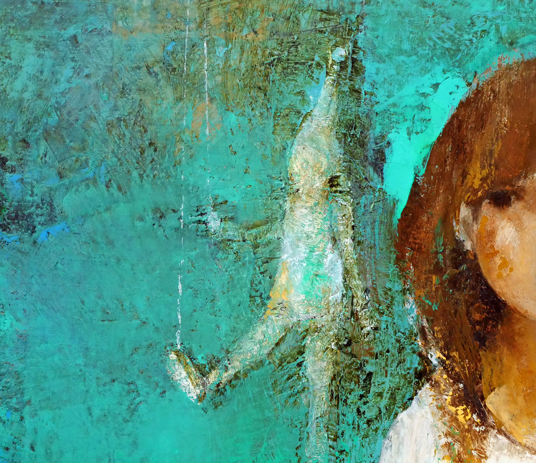 稲垣昌紀「人形と少女」油絵・F10号 拡大画像1