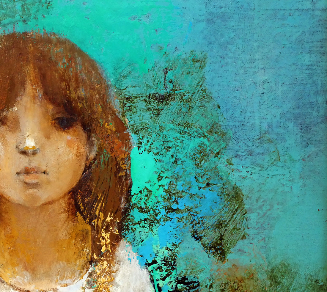 稲垣昌紀「人形と少女」油絵・F10号 拡大画像3