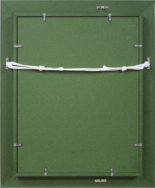 五百住乙人「桔梗」油絵・F4号 額縁裏側画像