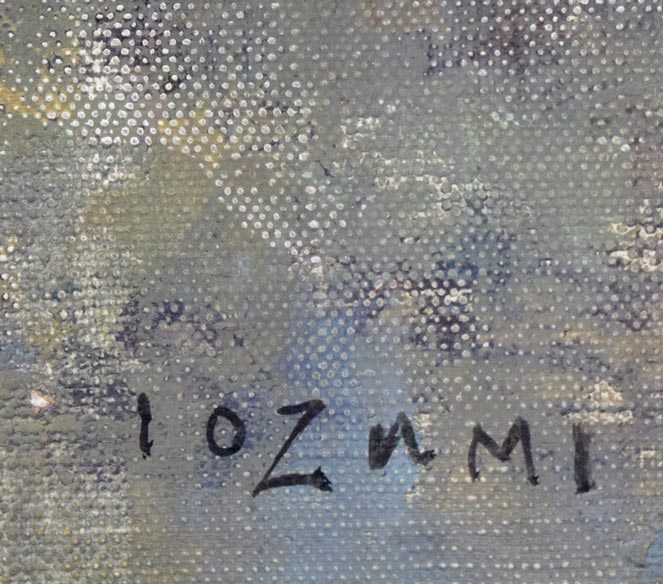 五百住乙人「桔梗」油絵・F4号 サイン拡大画像