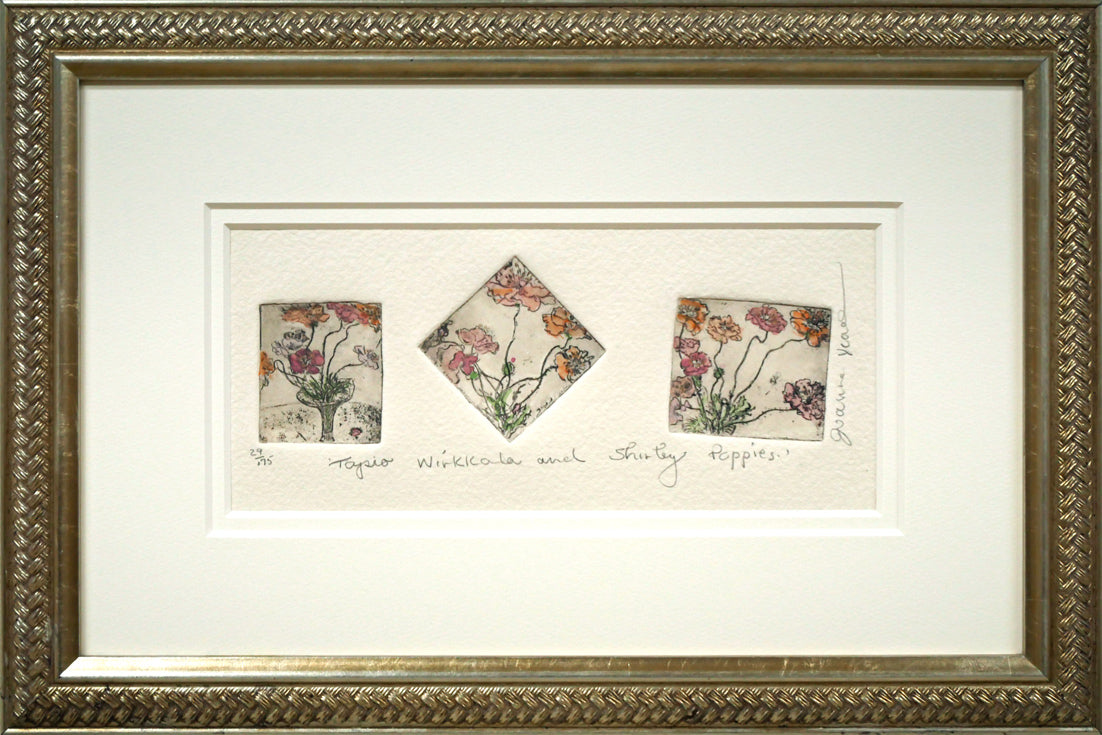 ジョアン アイザック(Joanne ISAAC)「Tapio Wirkkala and Shirley Poppies」銅版画に手彩色