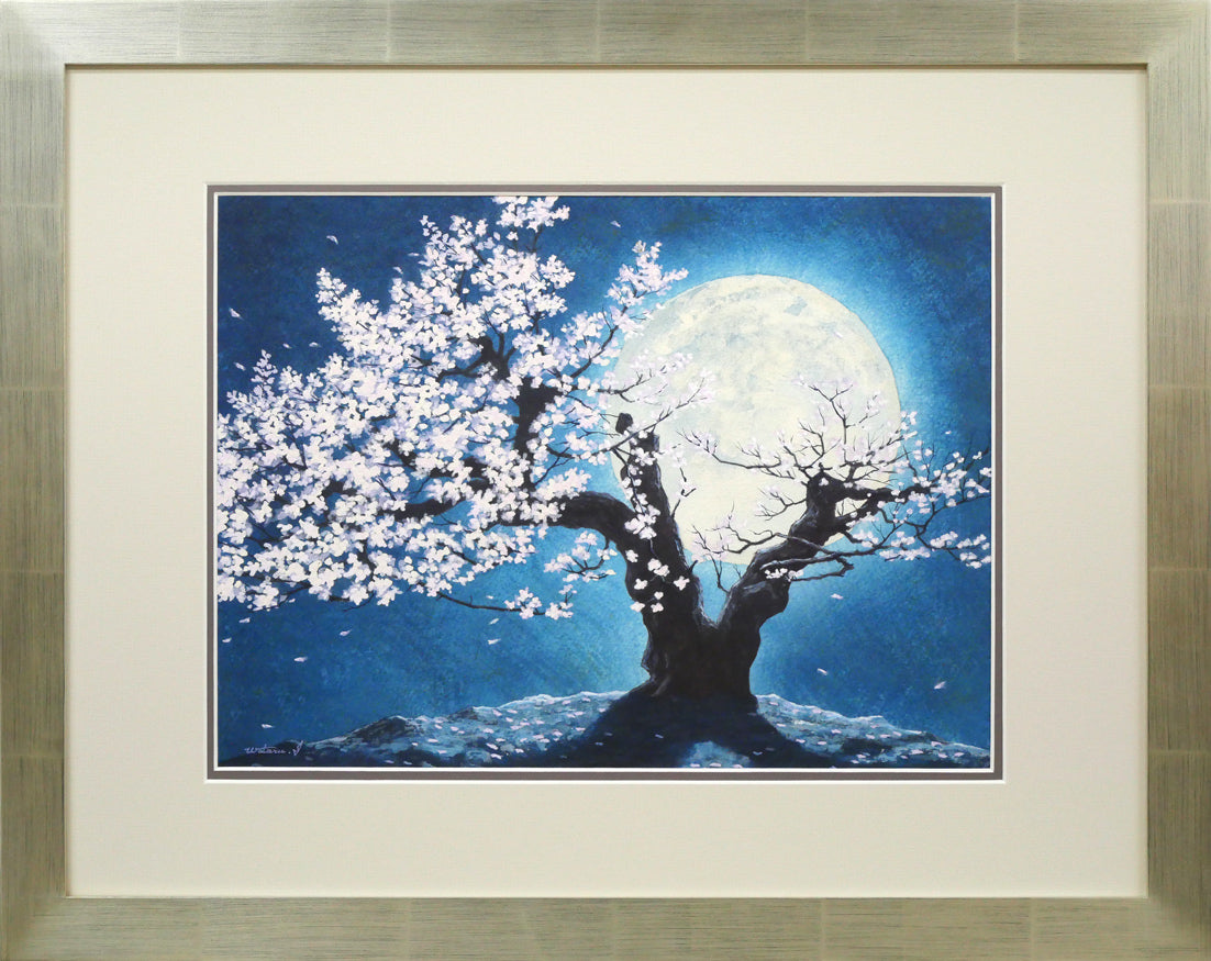 石垣渉「宵桜」水彩画・5号