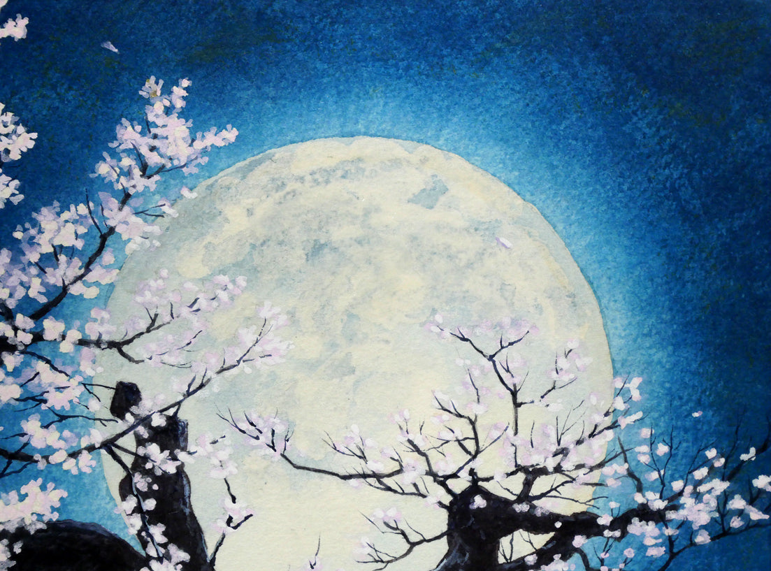 石垣渉「宵桜」水彩画・5号 拡大画像2