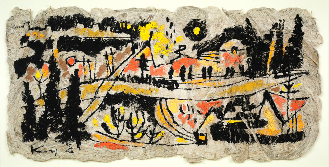 石原京子「月の光のもとで」グワッシュ(水彩画)・6号 作品全体拡大画像