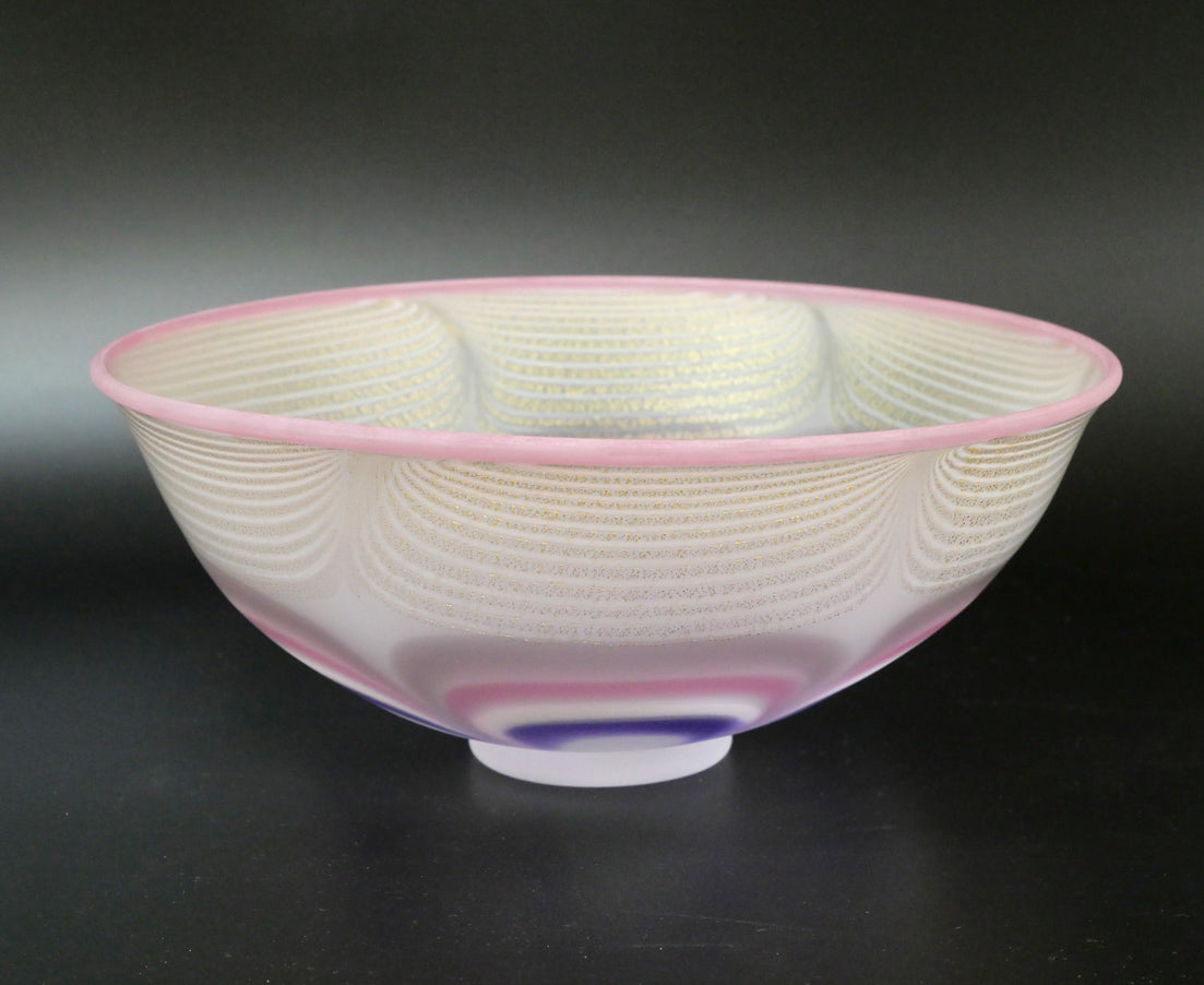 石井康治「手吹き硝子 金彩輪花鉢」共箱 作品全体画像2