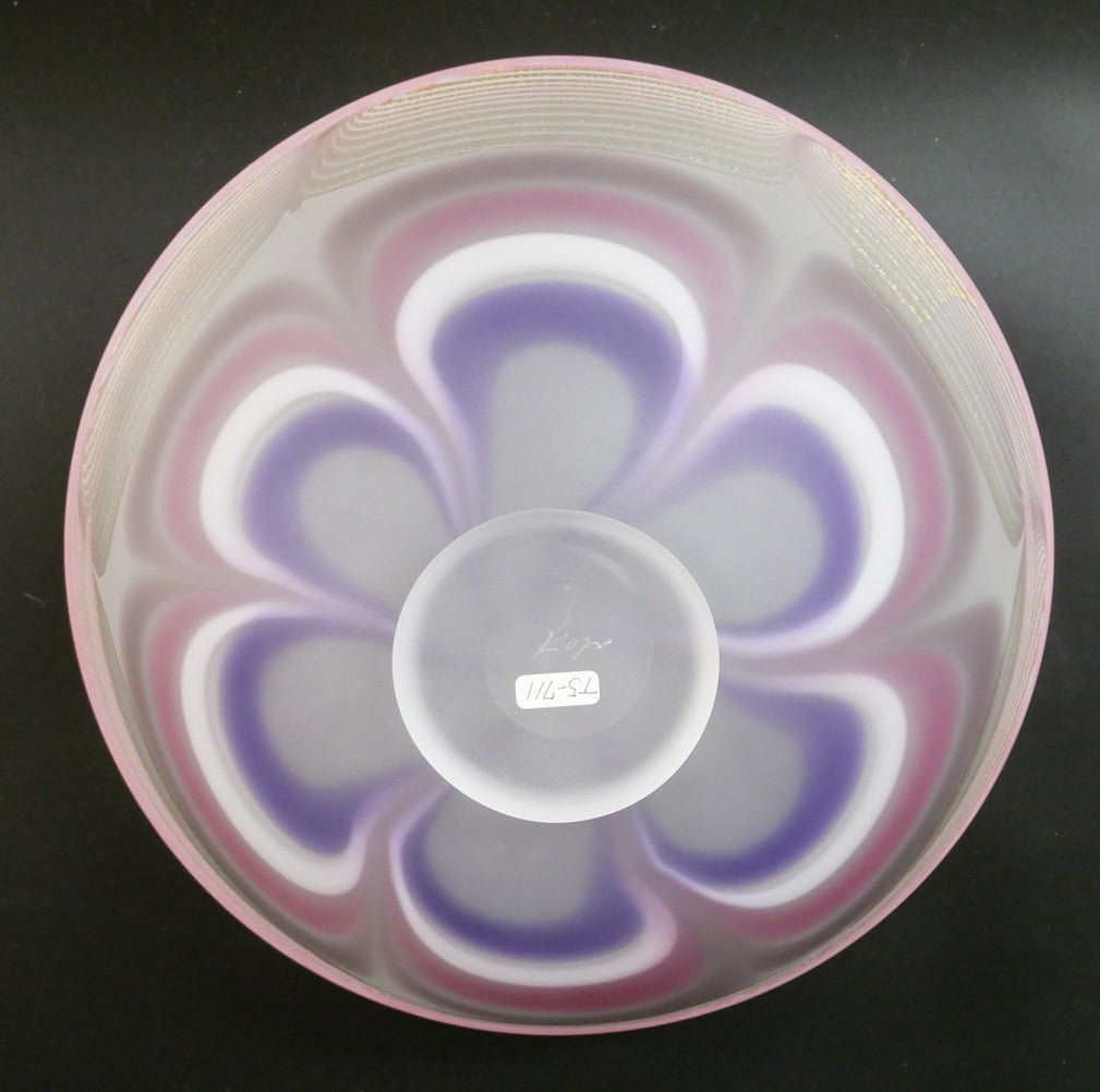 石井康治「手吹き硝子 金彩輪花鉢」共箱 作品裏側画像