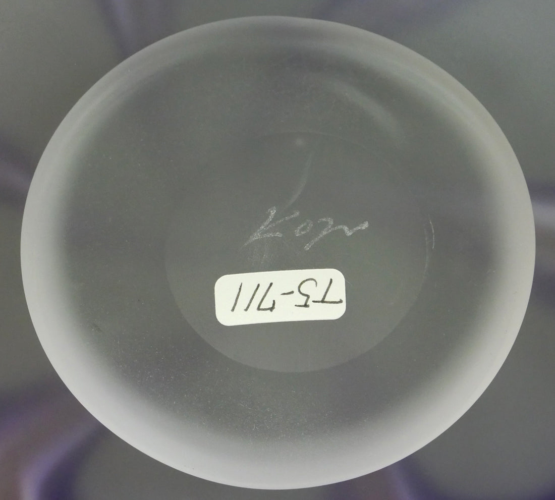 石井康治「手吹き硝子 金彩輪花鉢」共箱 サイン拡大画像