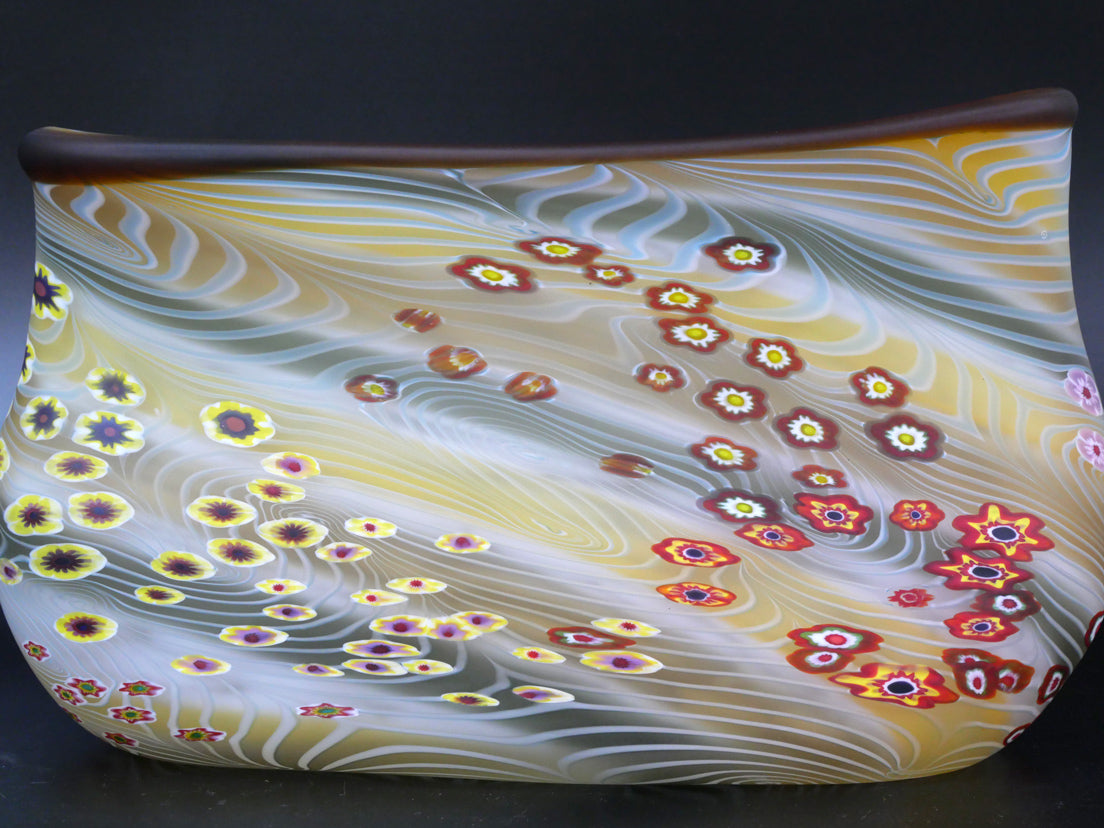 石井康治「手吹き硝子 彩花文器」共箱 作品全体画像2