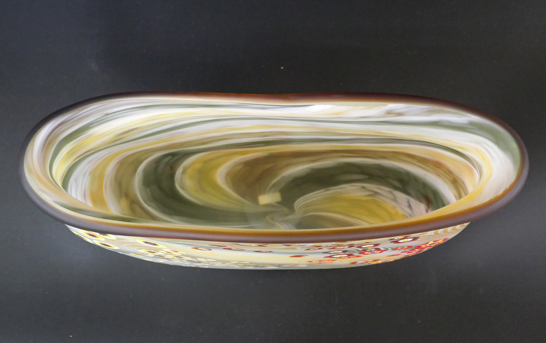 石井康治「手吹き硝子 彩花文器」共箱 作品全体画像4