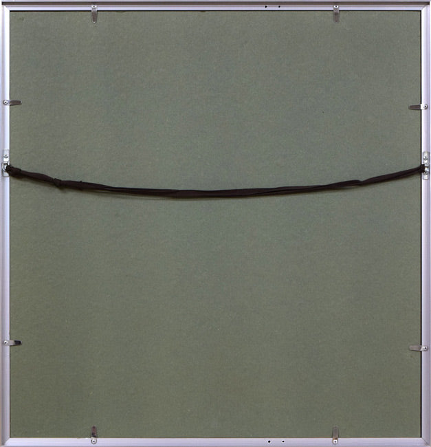 石川錦京「リラ晴れの 風がゆらめく 札幌市」ろうけつ染め書額装 額縁裏側画像