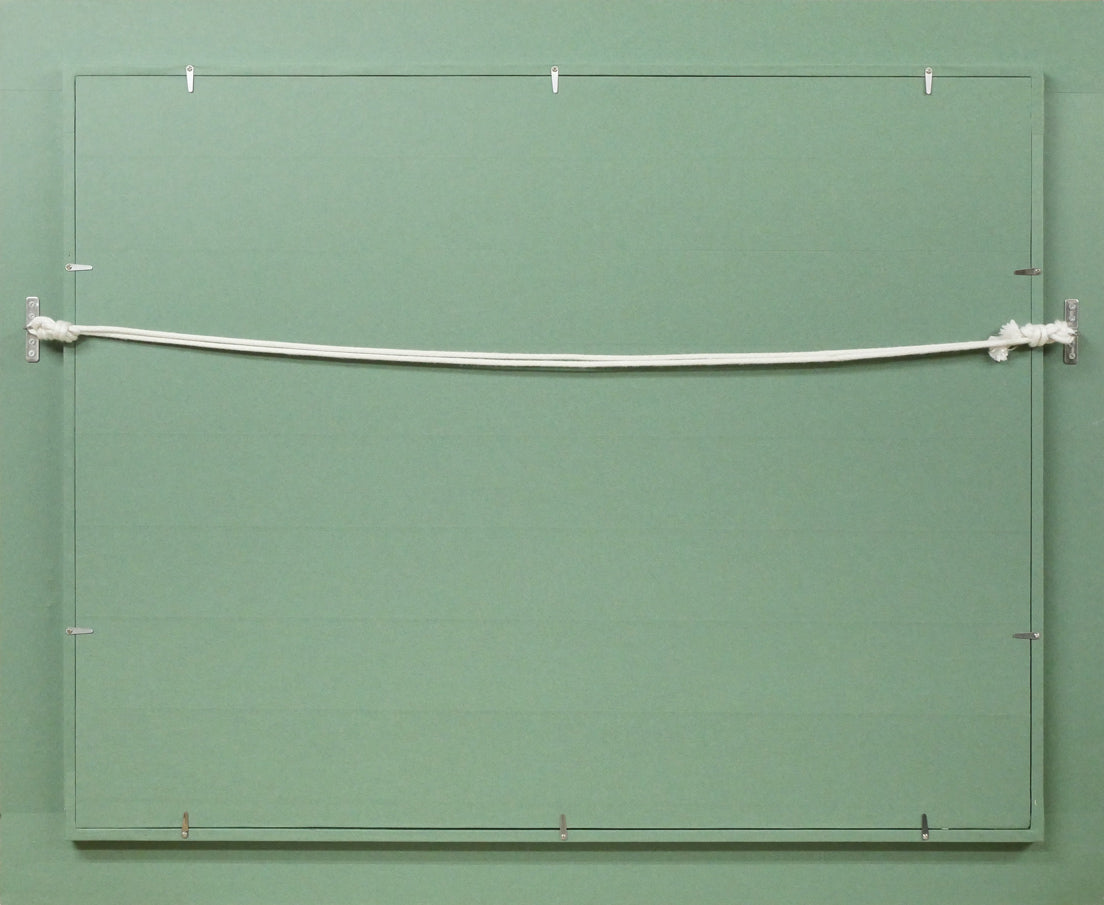 石川雄一「ラベンダーと十勝岳(富良野)」油絵・P15号 額縁裏側画像