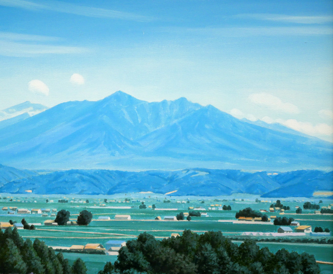 石川雄一「ラベンダーと十勝岳(富良野)」油絵・P15号 拡大画像2