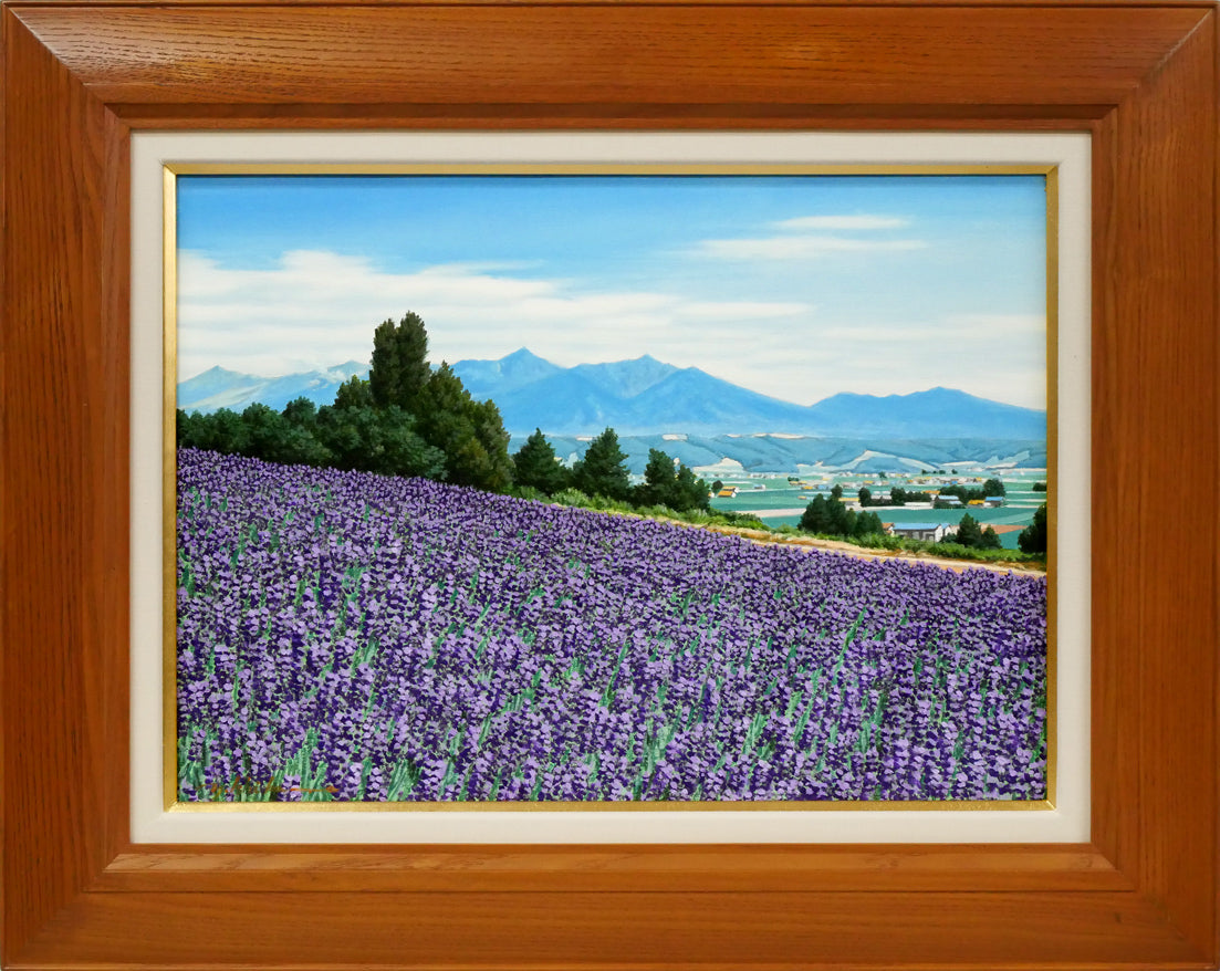 石川雄一「ラベンダーと富良野岳」油絵・P8号