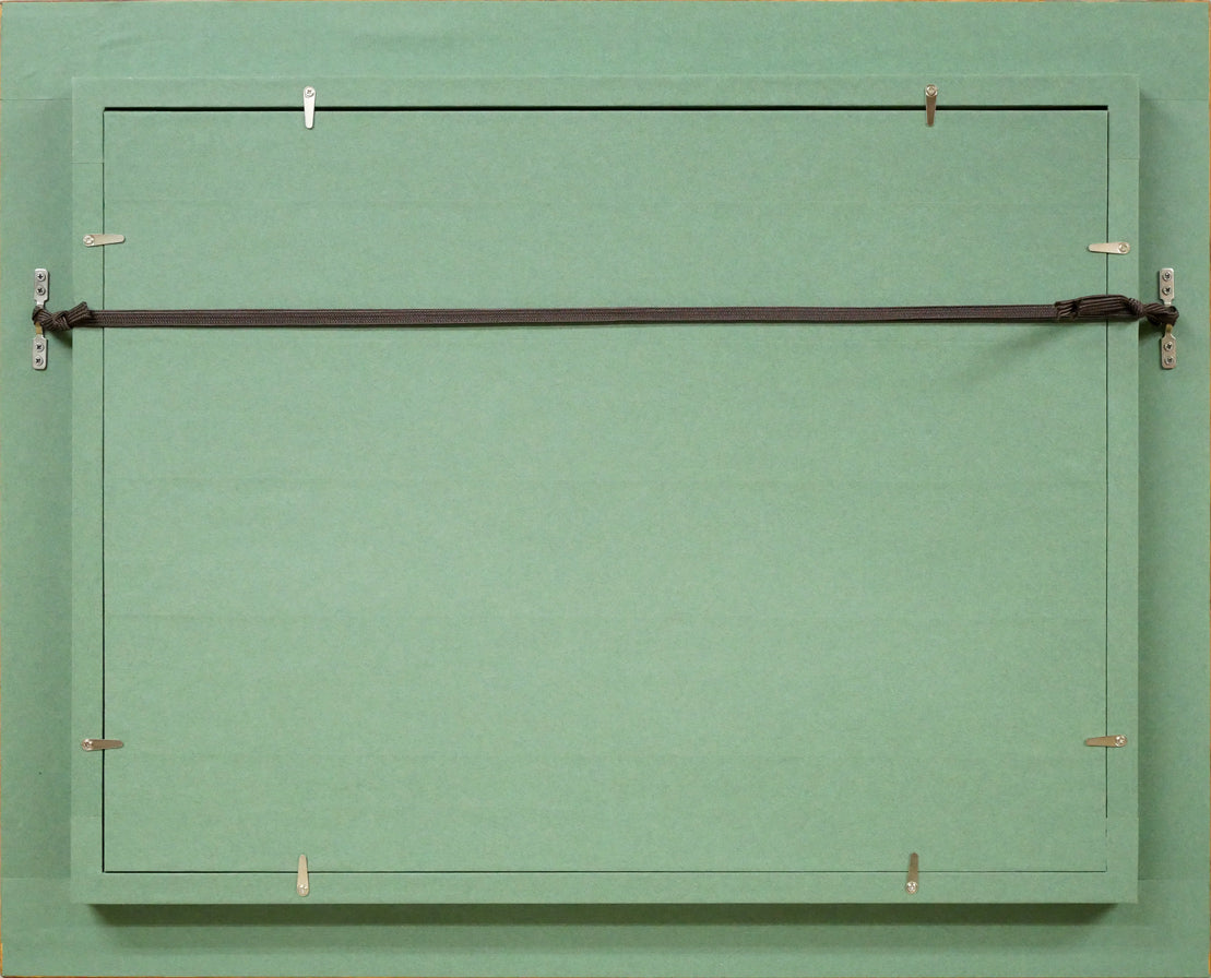 石川雄一「ラベンダーと富良野岳」油絵・P8号 額縁裏側画像