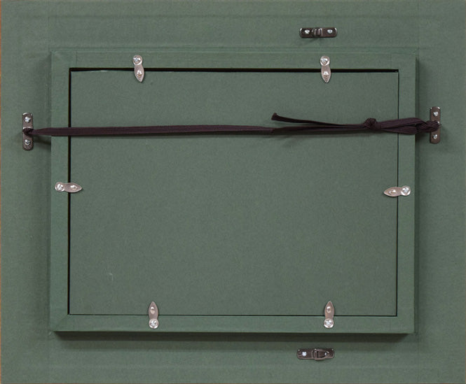 石川茂男「春の白馬村(長野県)」油絵・SM 額縁裏側画像