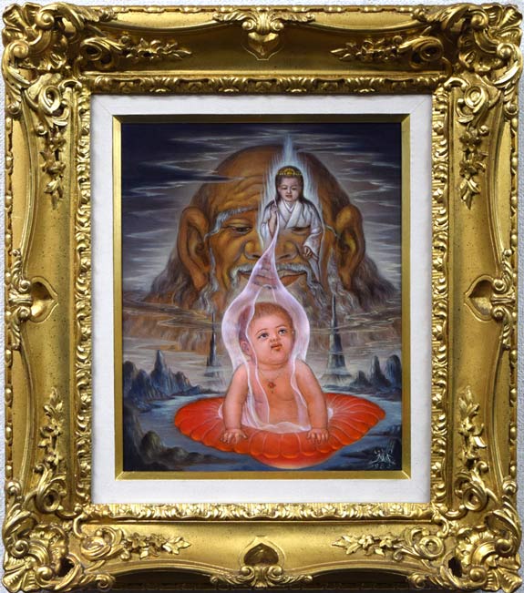 石野守一「君送りし時」油絵・F3号