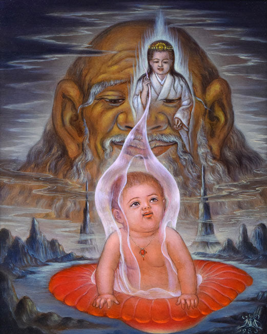 石野守一「君送りし時」油絵・F3号 作品全体拡大画像