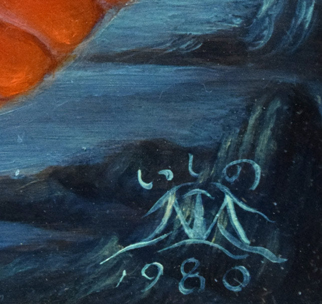 石野守一「君送りし時」油絵・F3号 サイン・年記(1980年作)拡大画像