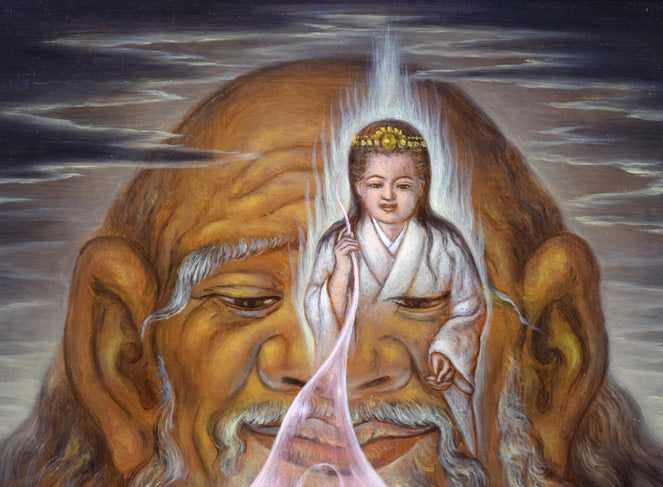 石野守一「君送りし時」油絵・F3号 拡大画像1