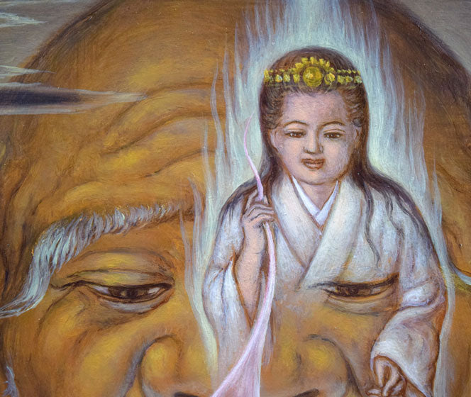 石野守一「君送りし時」油絵・F3号 拡大画像2