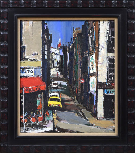 石岡剛「赤い塔のある坂道(パリ)」油絵・F8号