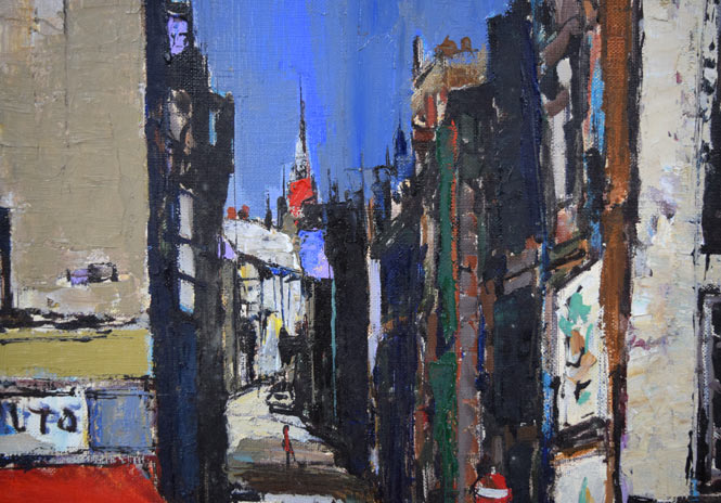 石岡剛「赤い塔のある坂道(パリ)」油絵・F8号 拡大画像1