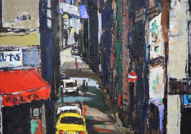 石岡剛「赤い塔のある坂道(パリ)」油絵・F8号 拡大画像2