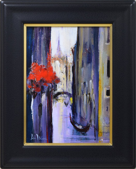 石岡剛「ベニス運河の花(イタリア)」油絵・F4号