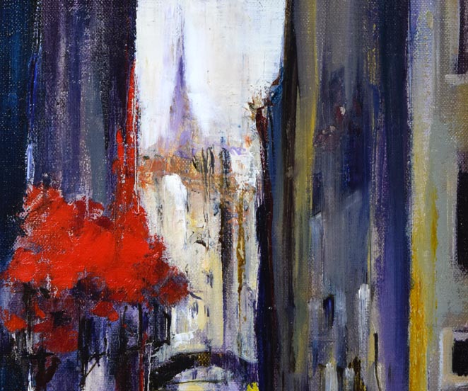 石岡剛「ベニス運河の花(イタリア)」油絵・F4号 拡大画像1