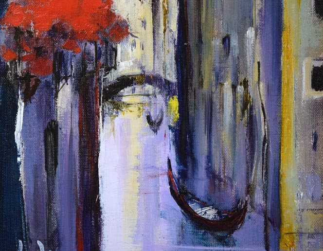 石岡剛「ベニス運河の花(イタリア)」油絵・F4号 拡大画像4