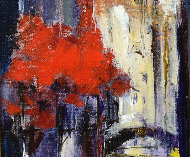 石岡剛「ベニス運河の花(イタリア)」油絵・F4号 拡大画像3