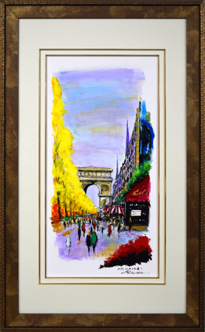 石岡剛「パリ・シャンゼリゼ通り(フランス)」アクリル画・10号