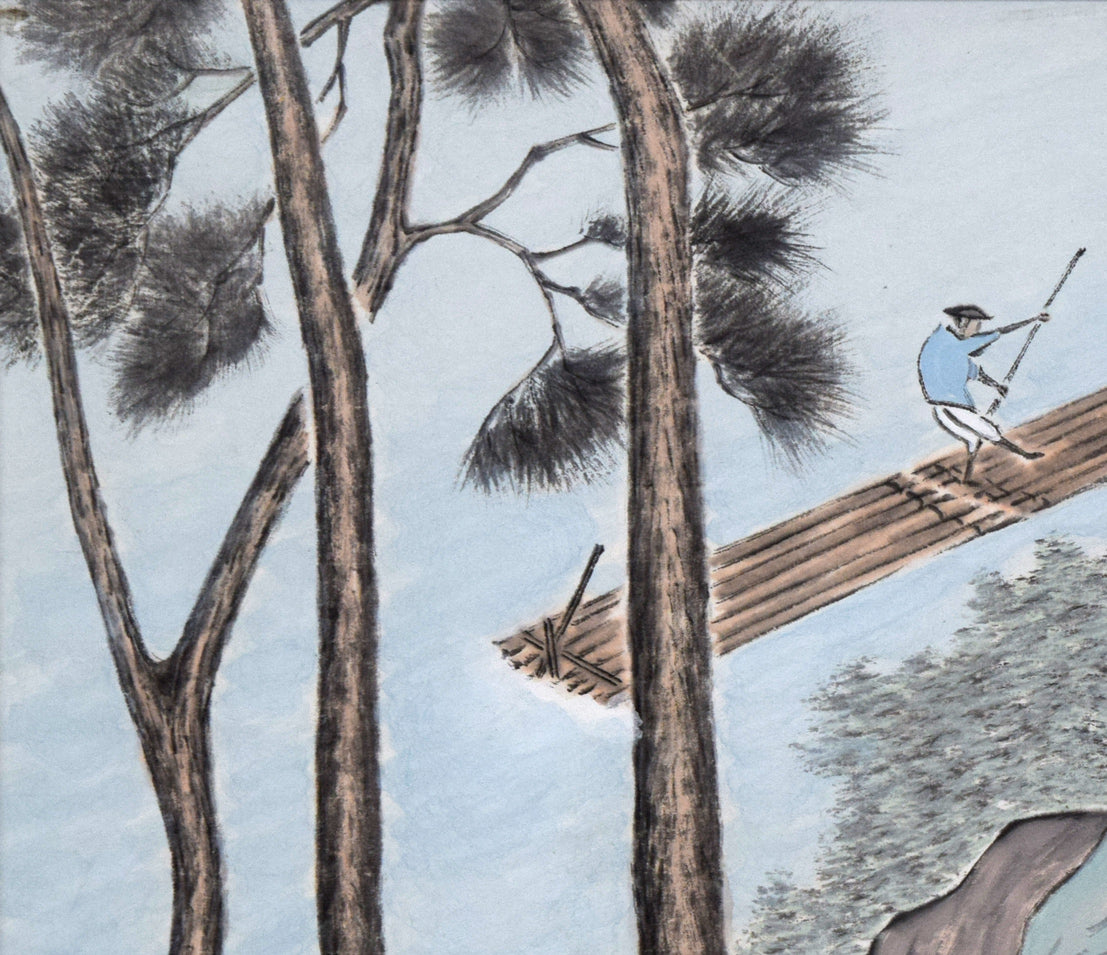 石原梅渓「風景画」日本画・6号 拡大画像1