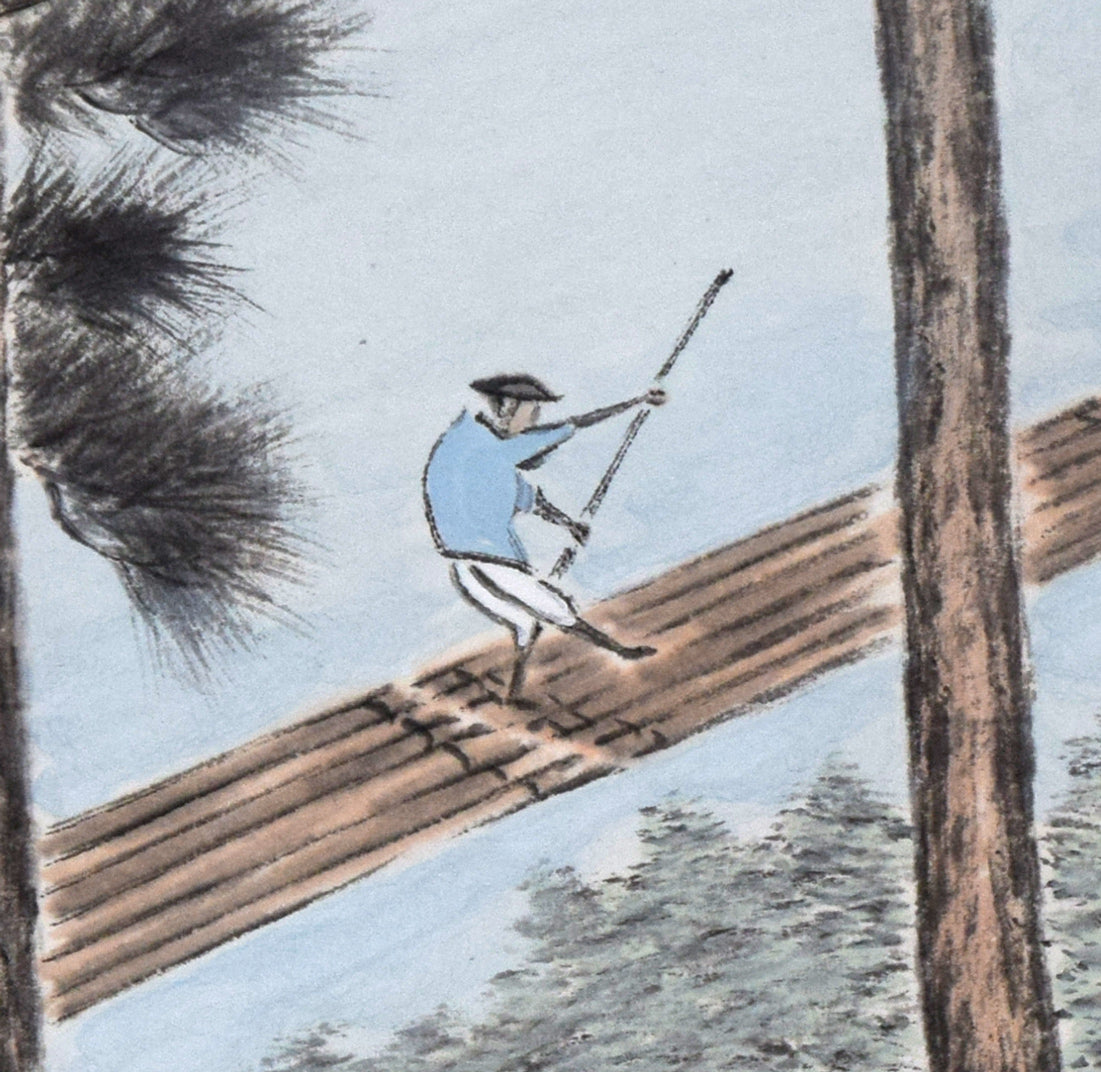 石原梅渓「風景画」日本画・6号 拡大画像2