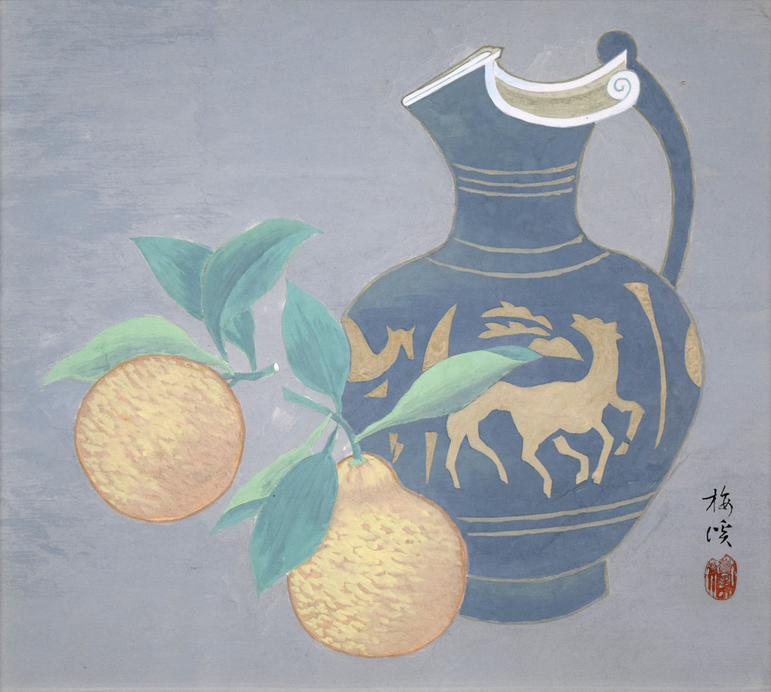 石原梅渓「静物画」日本画・8号 作品全体拡大画像