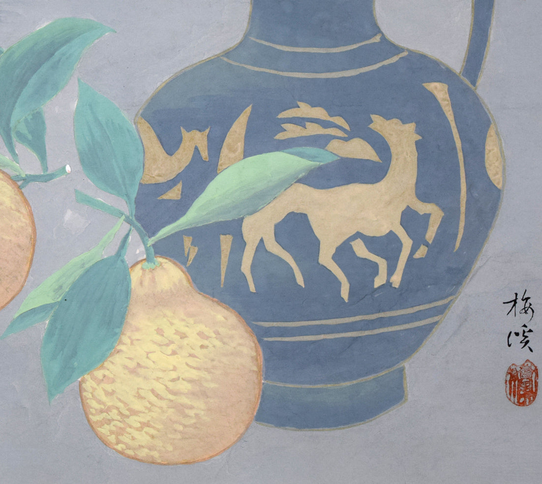 石原梅渓「静物画」日本画・8号 拡大画像3