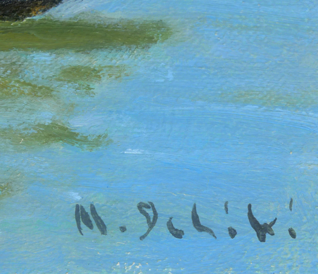 一木万寿三「ヴェネチア(イタリア)」油絵・SM サイン部分拡大画像