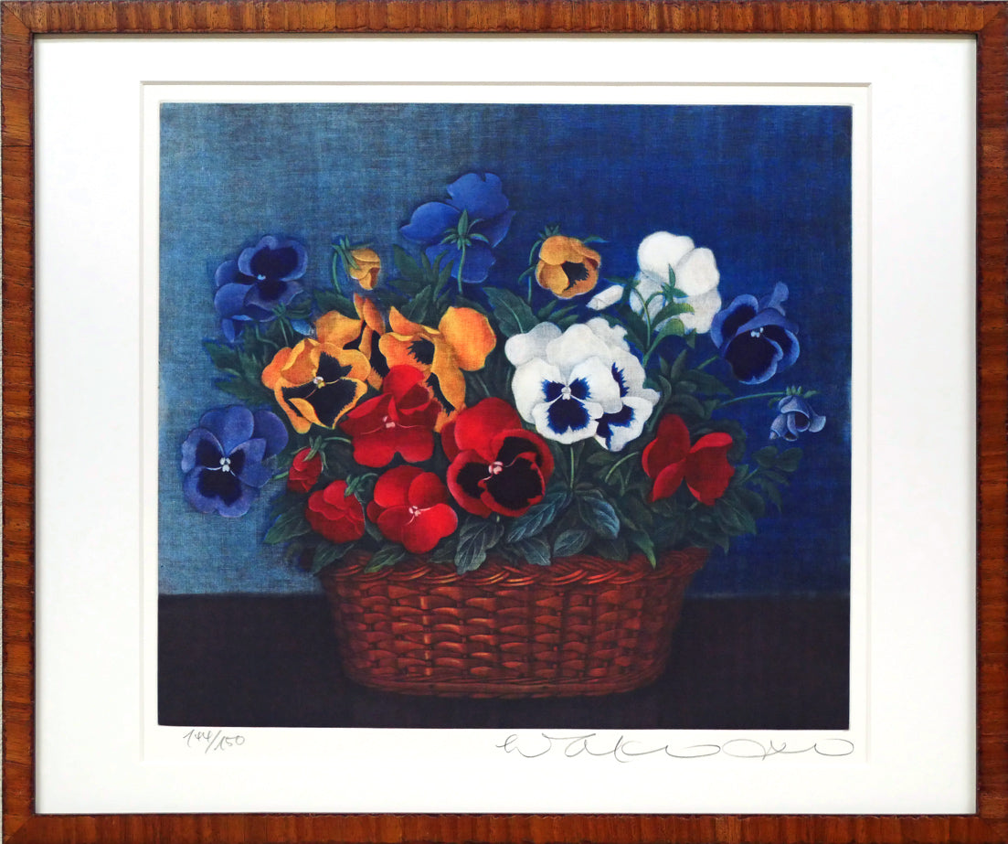 伊藤倭子「花篭パンジイ」銅版画
