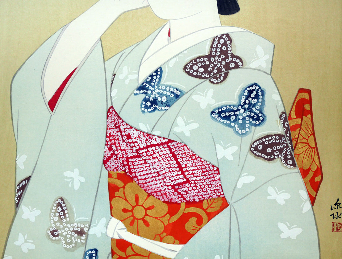 伊東深水「初島田」木版画 拡大画像2