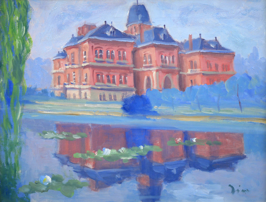 伊藤仁「北海道庁之池」油絵・F6号 作品全体拡大画像