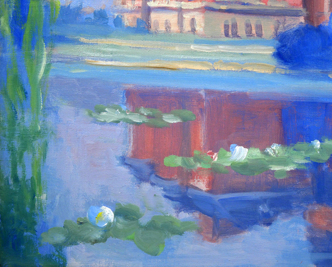 伊藤仁「北海道庁之池」油絵・F6号 拡大画像4