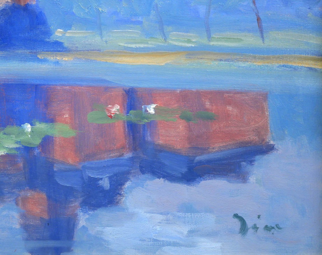 伊藤仁「北海道庁之池」油絵・F6号 拡大画像5