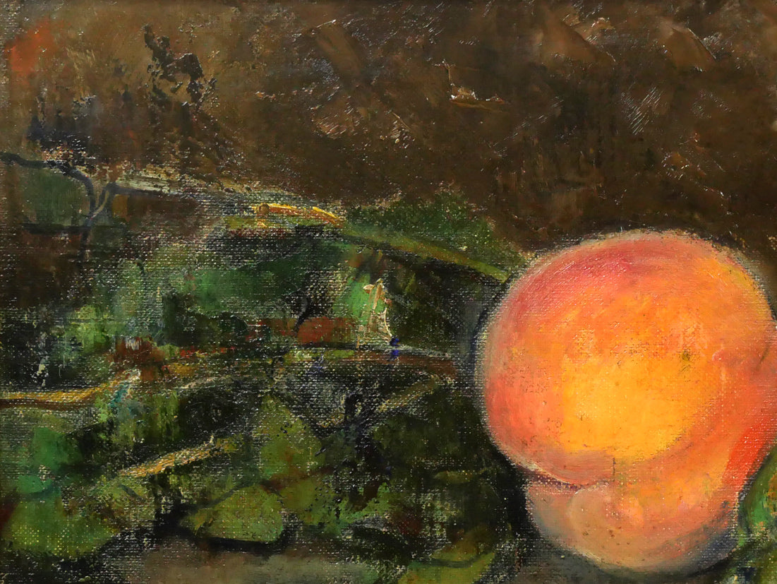 伊藤仁「静物画(桃)」油絵・M6号 拡大画像1