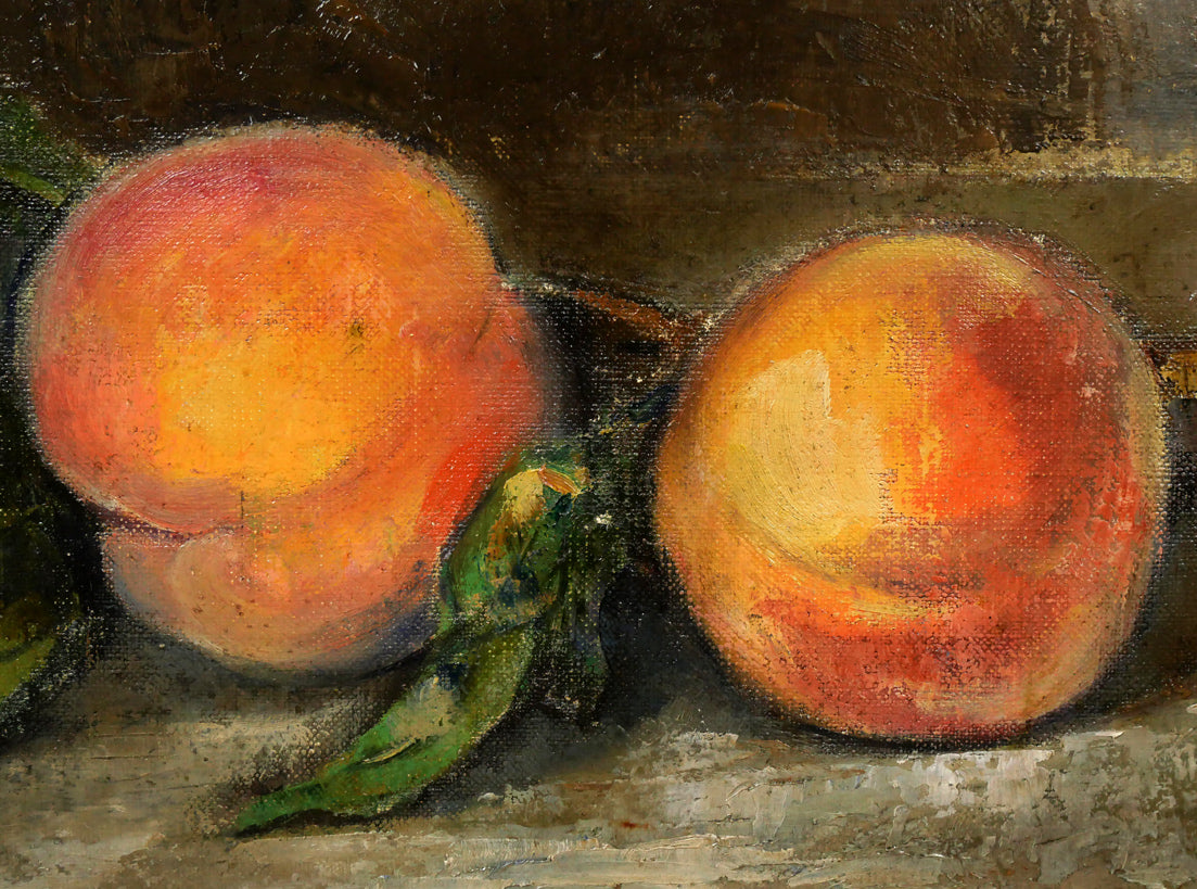 伊藤仁「静物画(桃)」油絵・M6号 拡大画像2