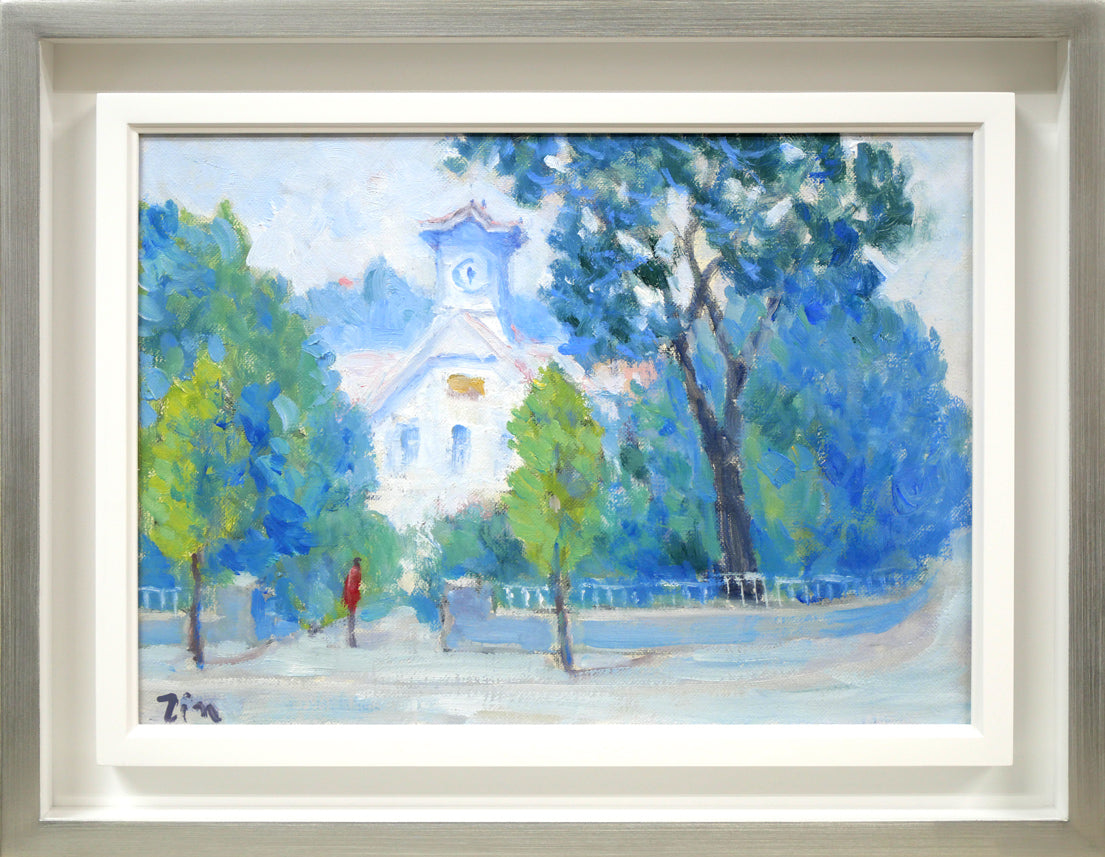 伊藤仁「早春時計台(札幌)」油絵・F4号