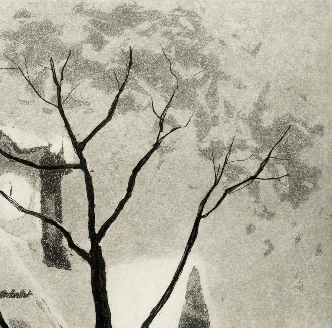 伊藤仁「時計台」銅版画 拡大画像2