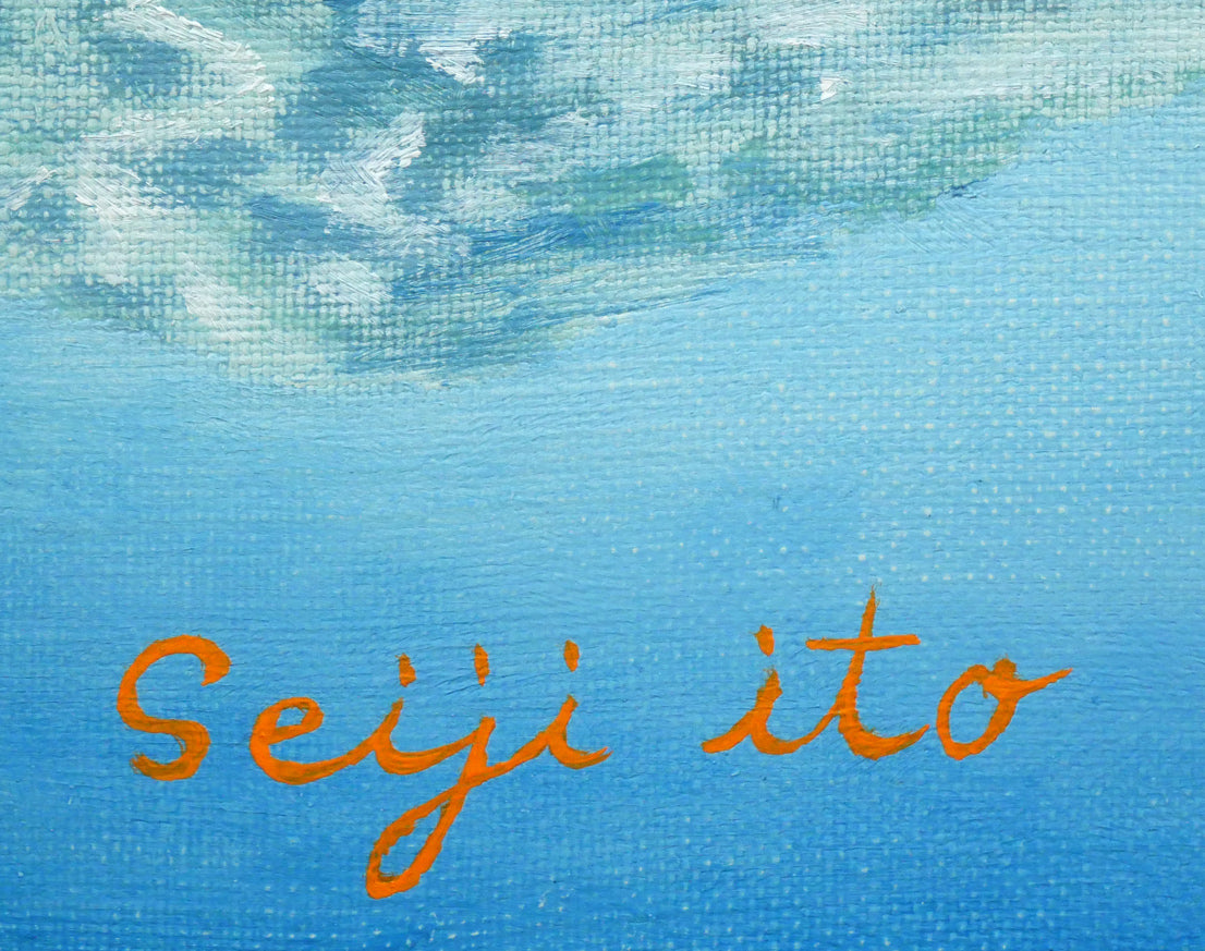 伊藤晴二「知床五湖と知床連峰」油絵・変形20号 サイン拡大画像