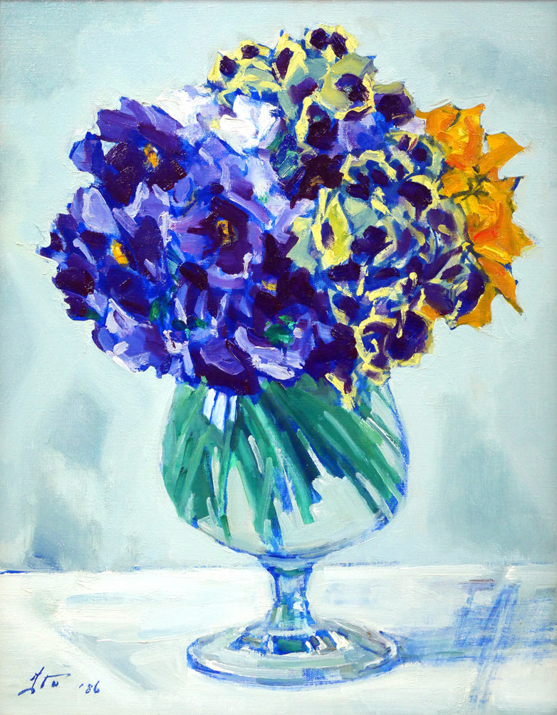 伊藤正「パンジー」油絵・F6号 作品全体拡大画像